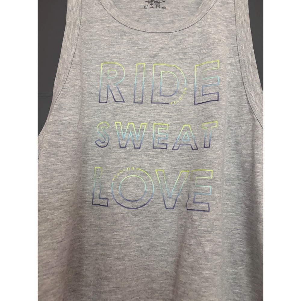Peloton Womens Small Gray Ride Sweat Love Graphic Racerback Tank Top Activewear - Picture 2 of 4